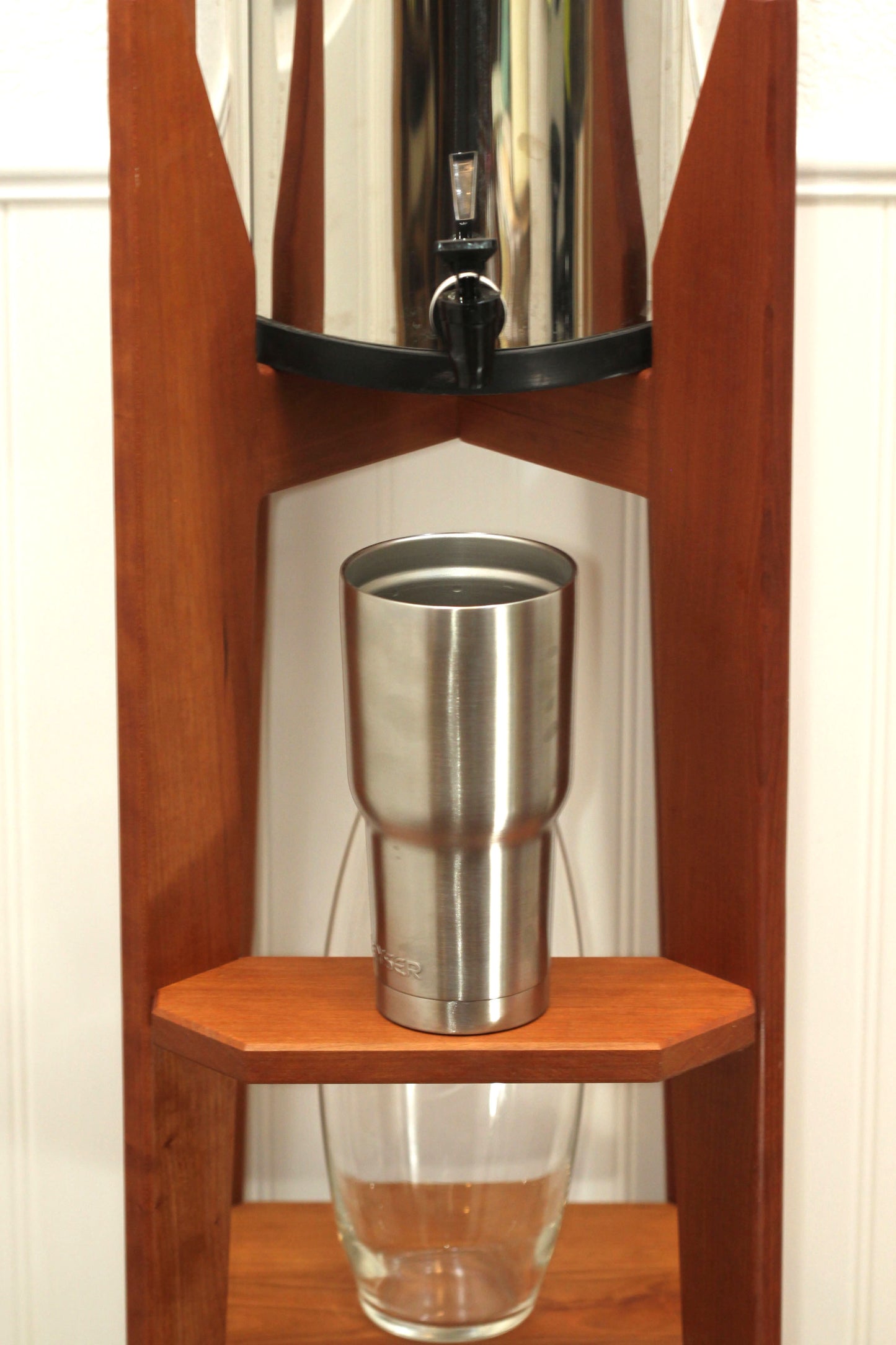 Water Filter Stand with drink shelf, Back Saver, Berkey Stand, Hardwood Tall Freestanding stand